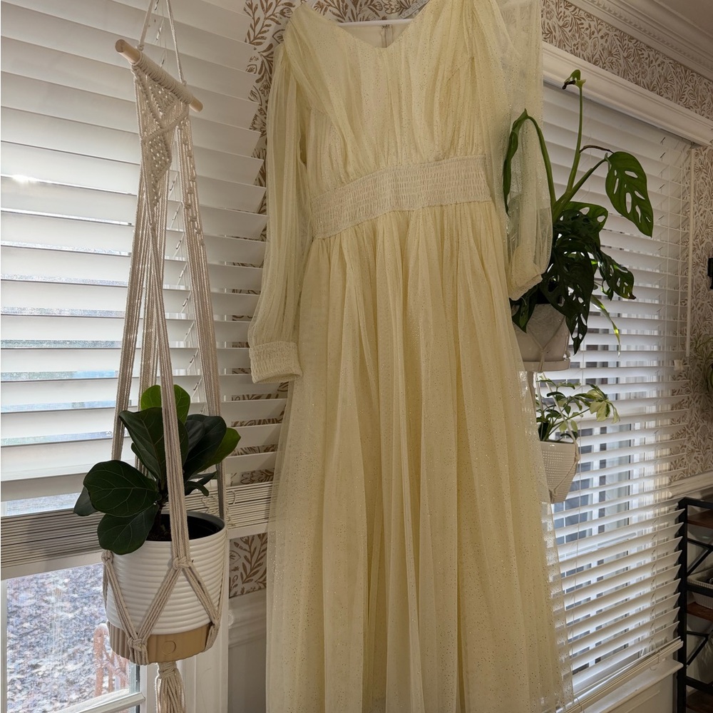 Ivy City Co Cream Long Sleeve Dress